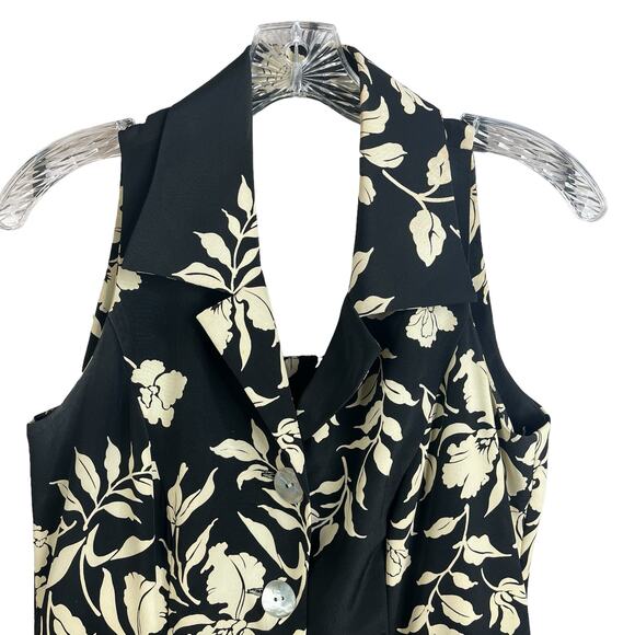 Vintage 90's VIRGO Floral Black Button Front Maxi Dress - Picture 5 of 10